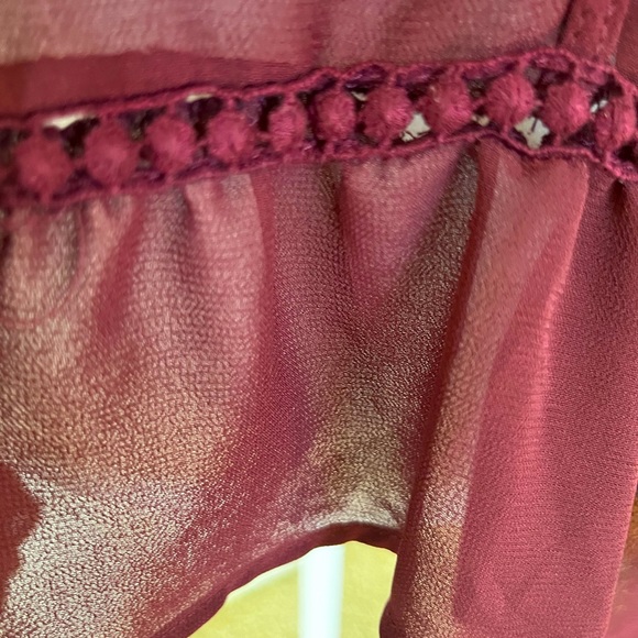 Taylor & Sage Burgundy Boho Flowey Blouse - Picture 8 of 8